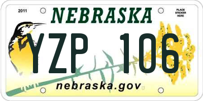 NE license plate YZP106