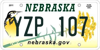 NE license plate YZP107