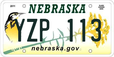 NE license plate YZP113