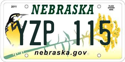 NE license plate YZP115