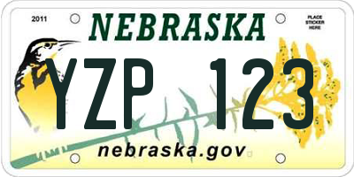 NE license plate YZP123