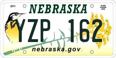 NE license plate YZP162
