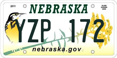 NE license plate YZP172
