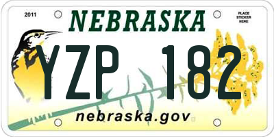 NE license plate YZP182