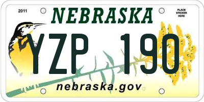 NE license plate YZP190