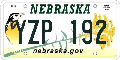 NE license plate YZP192