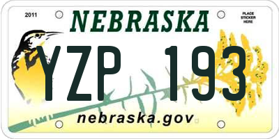 NE license plate YZP193