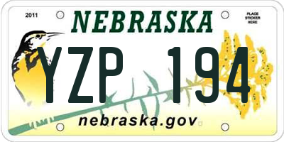 NE license plate YZP194