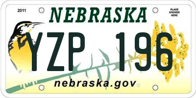 NE license plate YZP196
