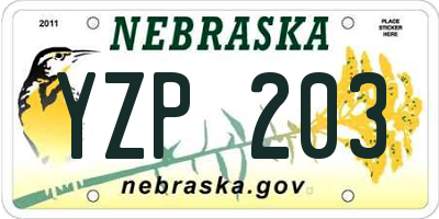 NE license plate YZP203