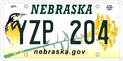 NE license plate YZP204