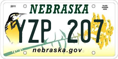 NE license plate YZP207