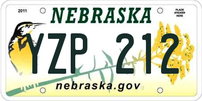 NE license plate YZP212