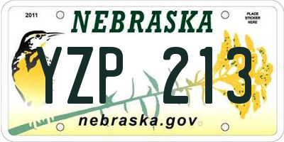 NE license plate YZP213