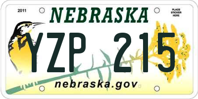 NE license plate YZP215