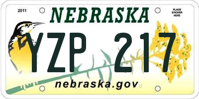 NE license plate YZP217