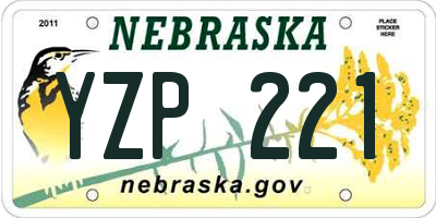 NE license plate YZP221