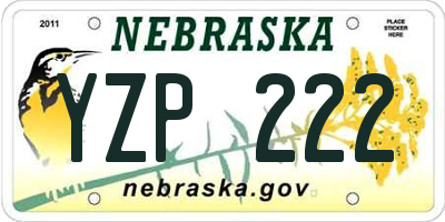 NE license plate YZP222