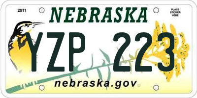 NE license plate YZP223