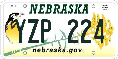 NE license plate YZP224