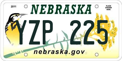NE license plate YZP225