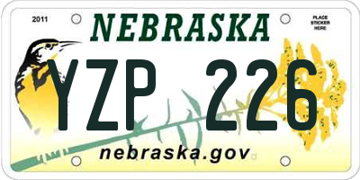NE license plate YZP226