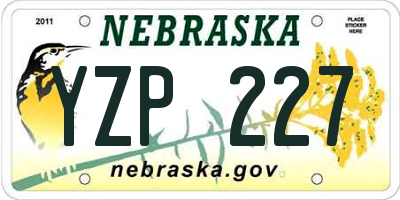 NE license plate YZP227