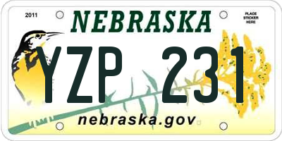 NE license plate YZP231