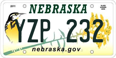 NE license plate YZP232