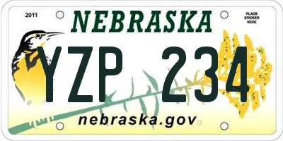 NE license plate YZP234