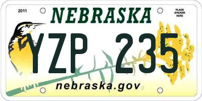 NE license plate YZP235
