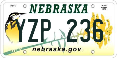 NE license plate YZP236