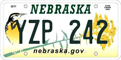 NE license plate YZP242