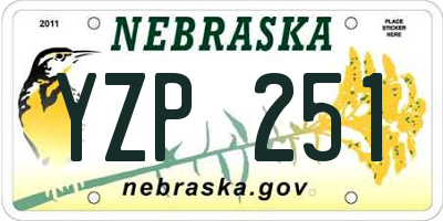 NE license plate YZP251