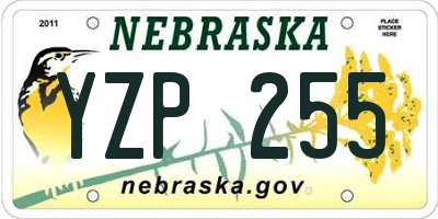 NE license plate YZP255