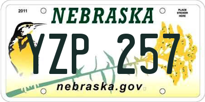 NE license plate YZP257