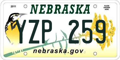 NE license plate YZP259