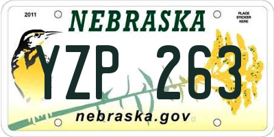 NE license plate YZP263
