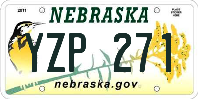 NE license plate YZP271