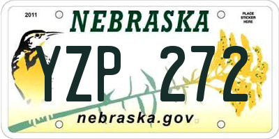 NE license plate YZP272