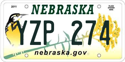 NE license plate YZP274