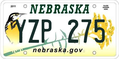 NE license plate YZP275