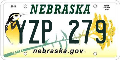 NE license plate YZP279