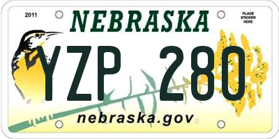 NE license plate YZP280