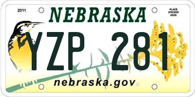 NE license plate YZP281