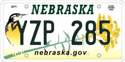 NE license plate YZP285