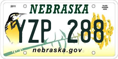 NE license plate YZP288
