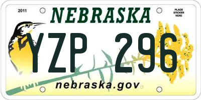 NE license plate YZP296