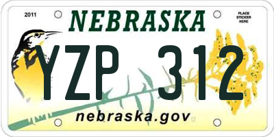 NE license plate YZP312