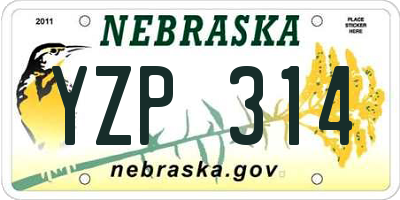 NE license plate YZP314